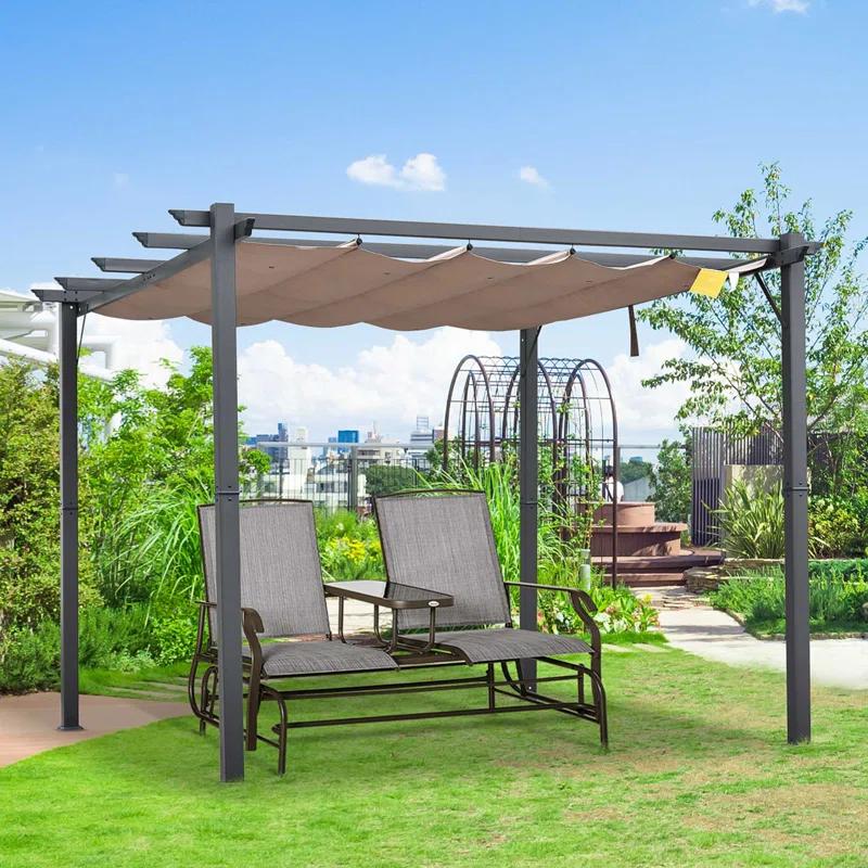Outsunny Outsunny Pergola with Retractable Shade Canopy, Aluminum