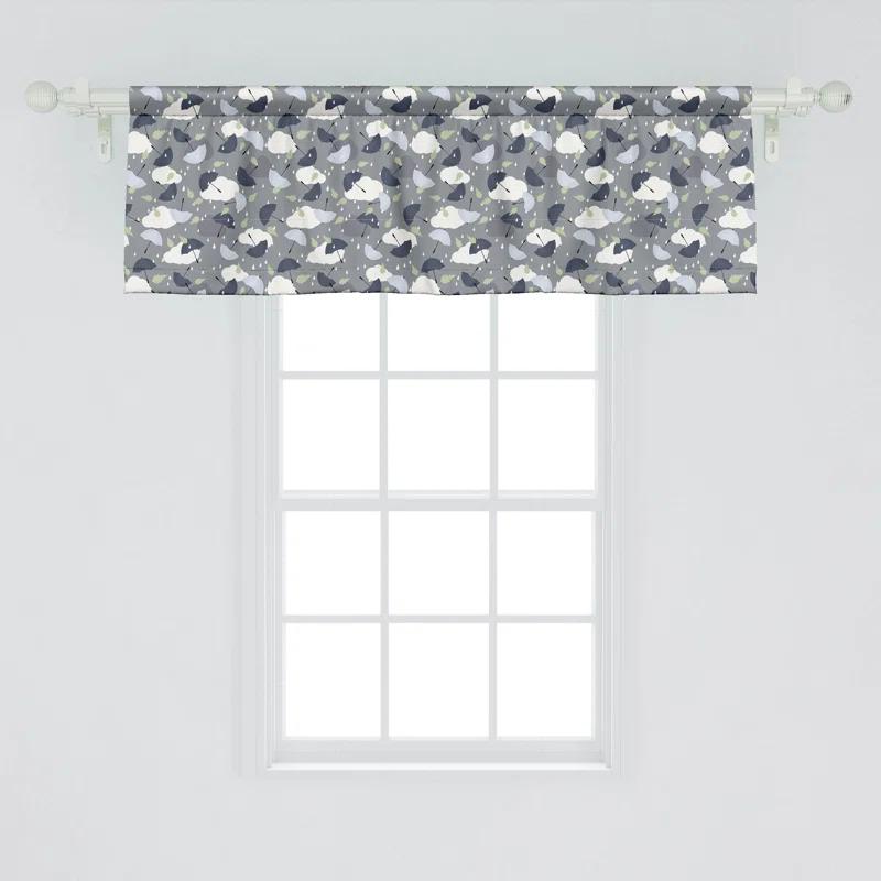 Ambesonne Ambesonne Weather Valance Pack of 2 Rain and Umbrella Patterns Pale Green and White