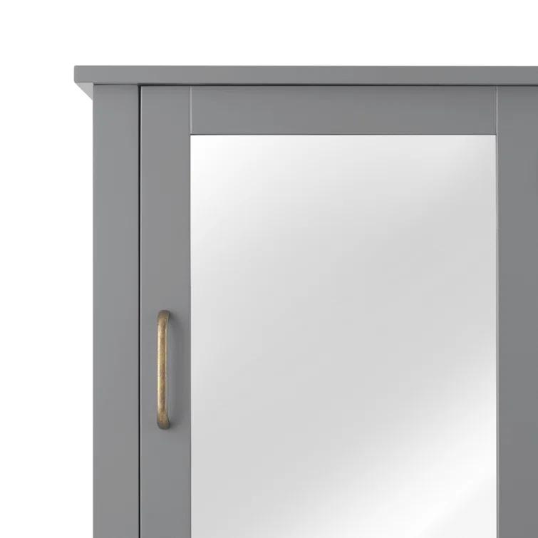 Greyleigh™ Church Strett Removable Wall Medicine Cabinet with Mirrored Door and Adjustable Shelf, Gray Modern Storage for Bathrooms