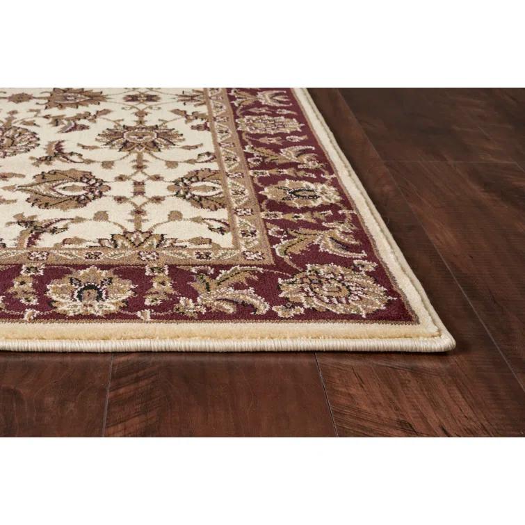 KAS Rugs Rectangle: 3'3" x 4'11" - Cambridge Ivory / Red Kashan Rug