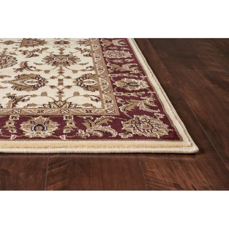 KAS Rugs Rectangle: 3'3" x 4'11" - Cambridge Ivory / Red Kashan Rug