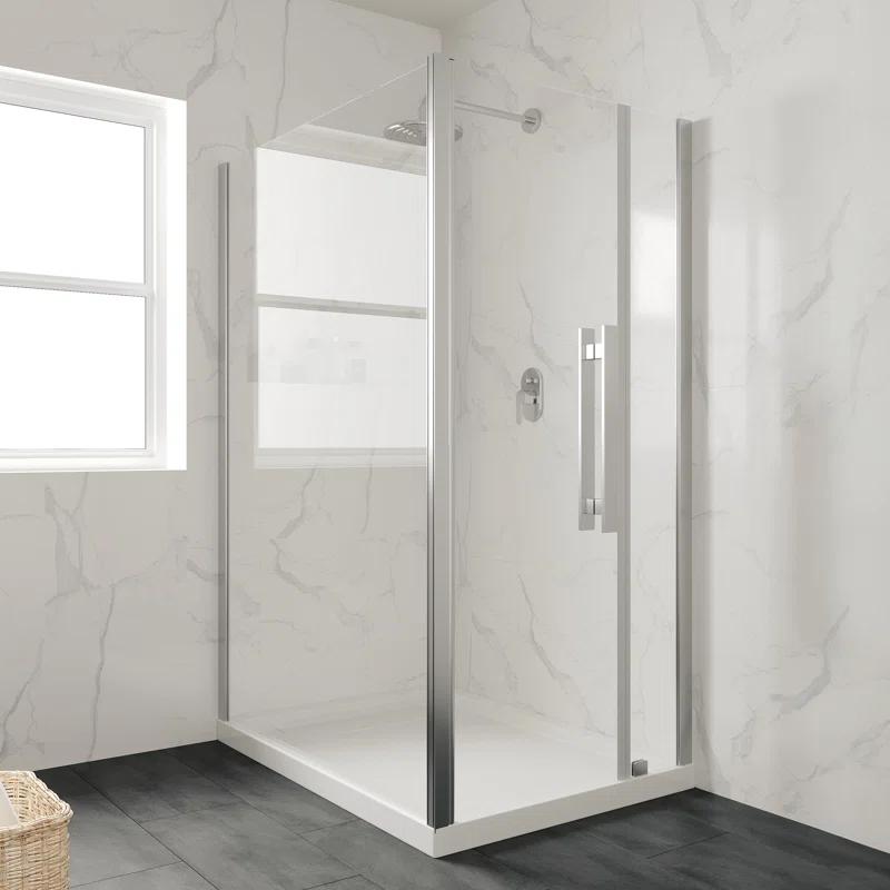 OVE Decors 48" x 36" Rectangle Shower Base Pan, White Acrylic, Hidden Side Drain, Reversible Design