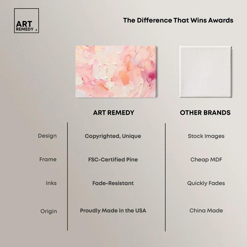 Art Remedy Morning Meadows Blush Coral Lands Canvas Pastel Abstract Art by Art Remedy