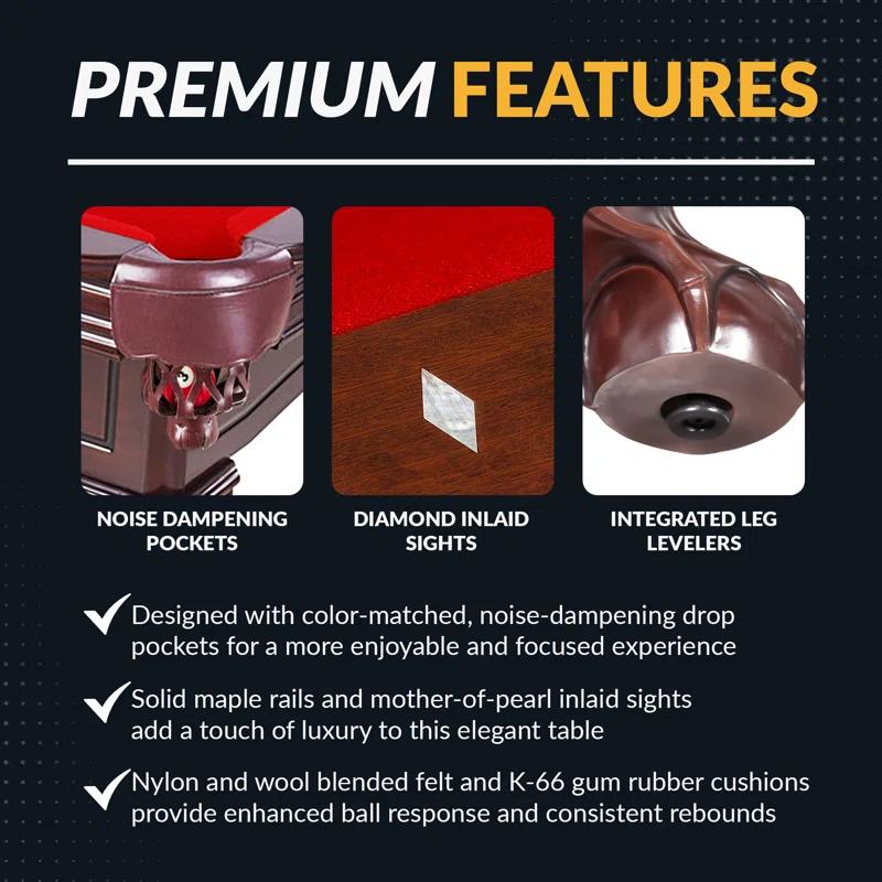 Hathaway Games Hathaway Augusta 8 Ft Furniture Pool Table – Includes Cue Sticks, Billiard Balls – Classic Design Perfect for Family, Home, Dining, or Living Room