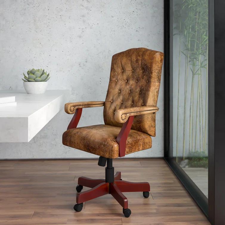 Flash Furniture Farmhouse High-Back Tufted Executive Swivel Office Chair with Arms