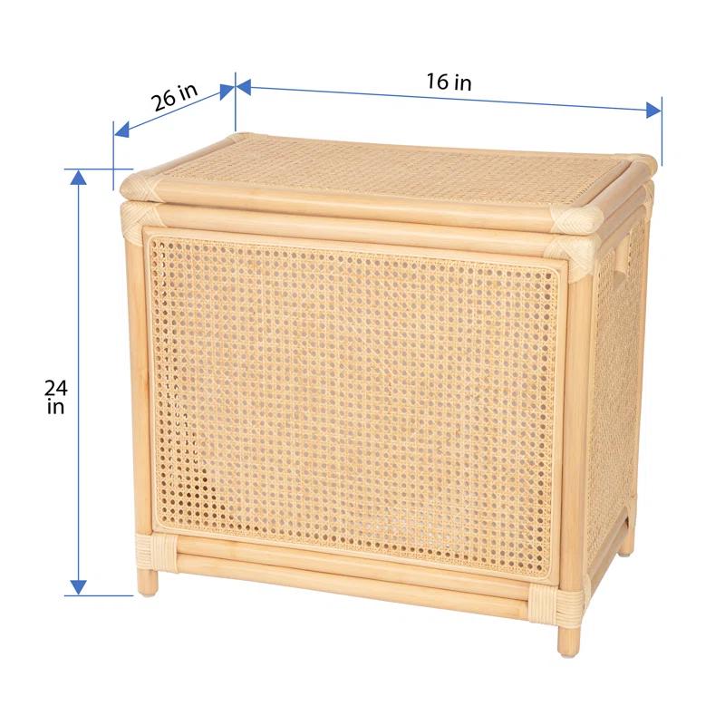 Kouboo Rectangular Rattan Cane Clothes Hamper and Laundry Basket with Removable Liner & Lid, 2 Loads