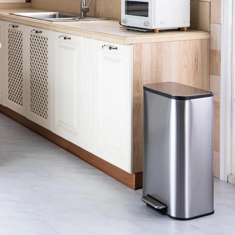 ASOPIX Kitchen Trash Can, Stainless Steel 50 Liter / 13 Gallon Garbage Can