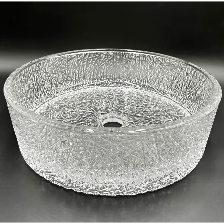 CastelloUSA Stadium 14" Glass Circular Bathroom Vessel Sink - Timeless Collection CB-VC-17-WH-14