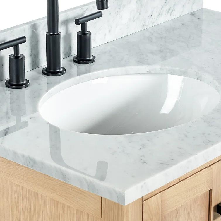 Hokku Designs Flynt 37'' Single Bathroom Vanity with Carrara Marble Top