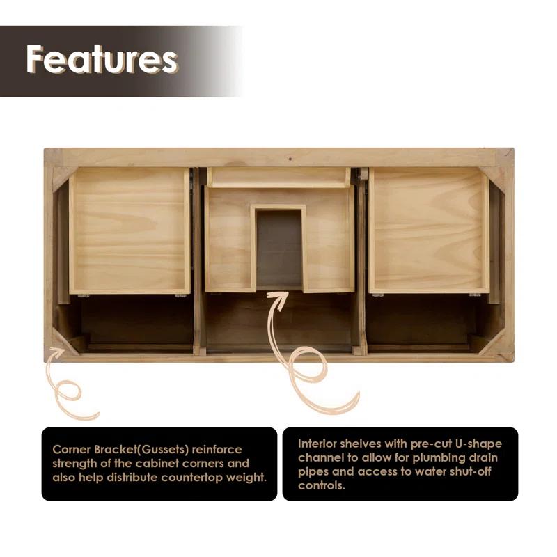 Solana 47.2" Single Bathroom Vanity Base Only in Weathered Fir