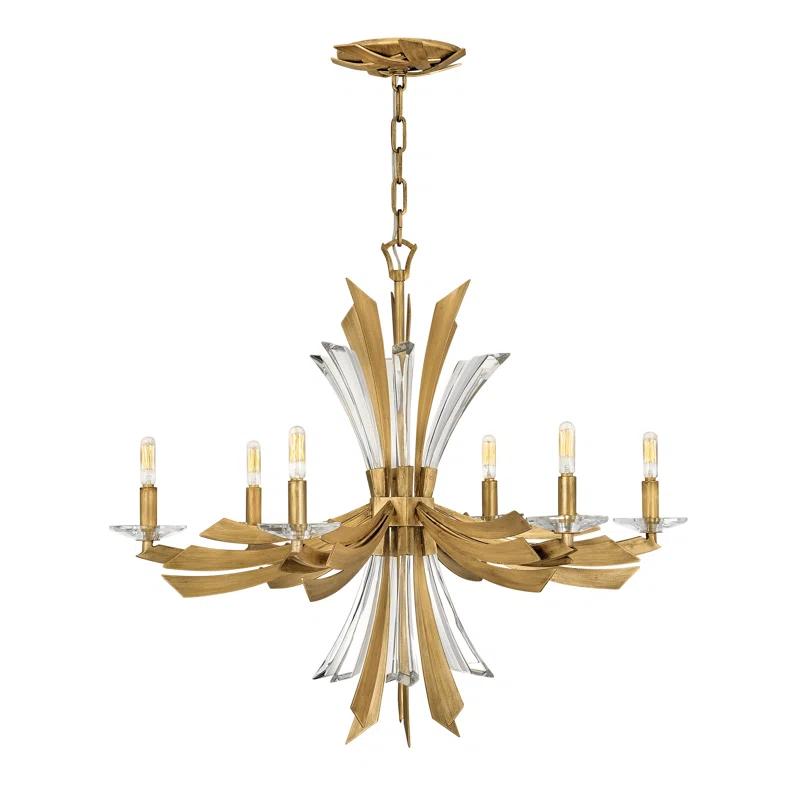 Fredrick Ramond Vida 29.25" Six-Light Single Tier Candle Chandelier w/ Crystal Accents