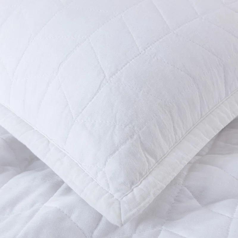 Chezmoi Collection Solid Color Embroidery Stitching Cotton Quilt Sets Cotton Quilt Set