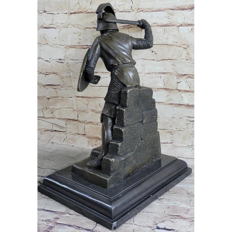 Bloomsbury Market Ayodele Medieval Knight Warrior In Plate Mail Bronze Statue Sculpture Figure 17 Inches X 10 Inches