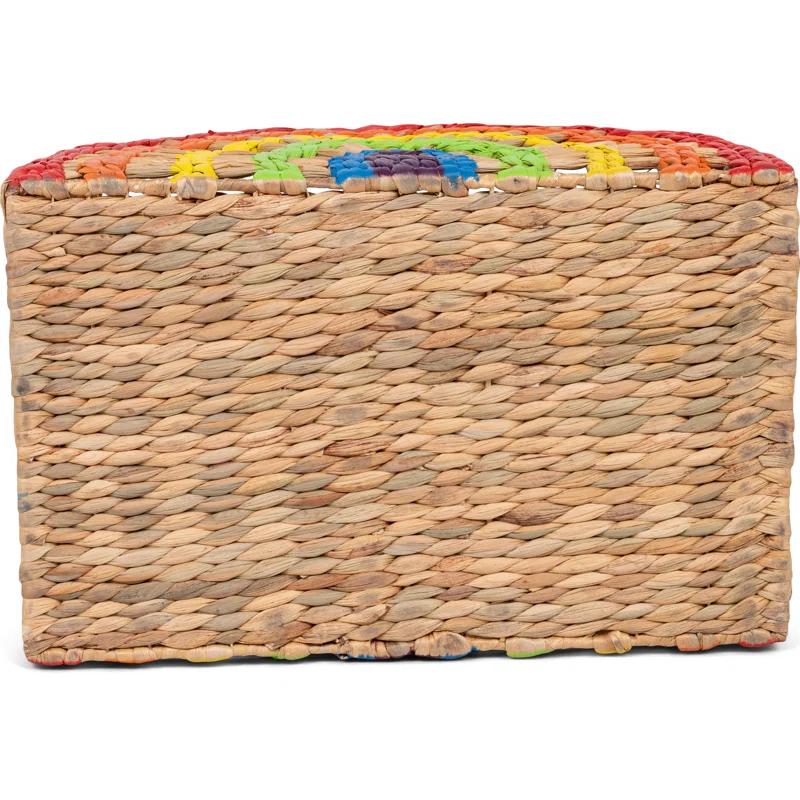 Adore Decor Dorothy Rainbow Wicker Basket (2 Pieces), Large and Medium Size Storage, Handwoven Water Hyacinth