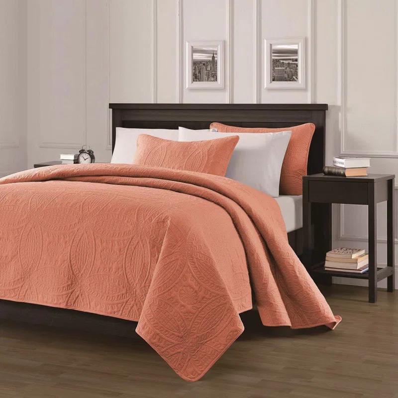 Chezmoi Collection Austin Microfiber Reversible 3-Piece Coverlet / Bedspread Set