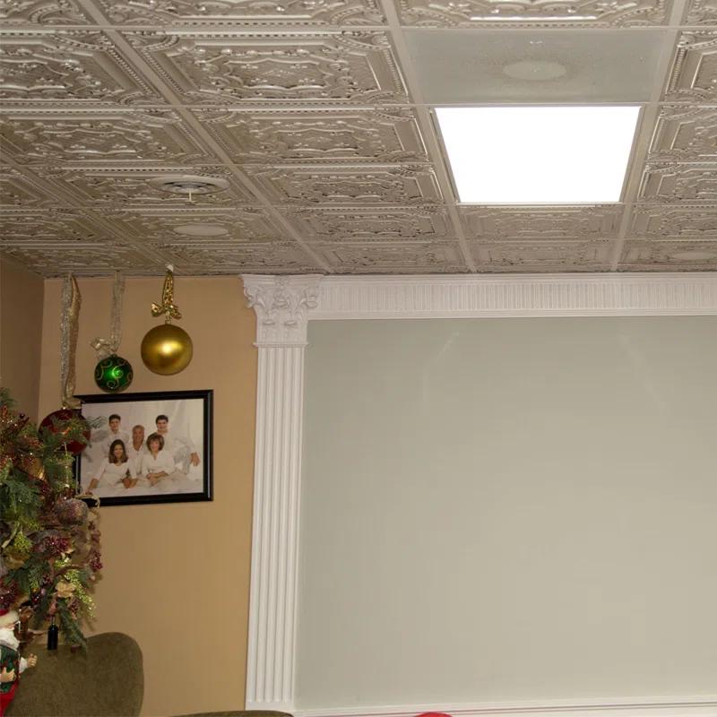 FromPlainToBeautifulInHours Elizabethan Shield 2 Ft. X 2 Ft. Drop-In Or Glue-Up PVC Ceiling Tile (Set of 25)