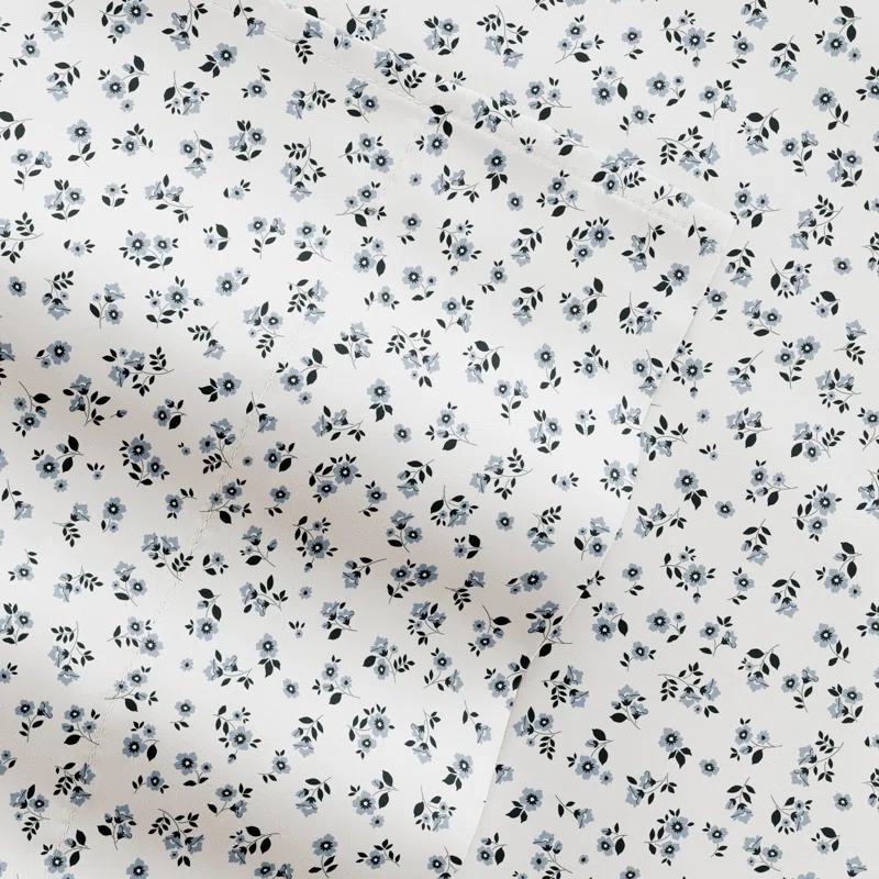 4 Piece Sheet Set Patterned Microfiber Ultra Soft Bedding in Floral Dream
