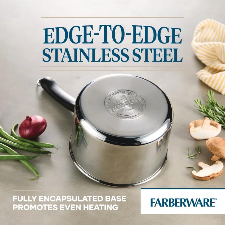 Farberware Farberware Brilliance Stainless Steel Saucepan With Lid, Dishwasher Safe And Induction Suitable, 3 Quart, Silver