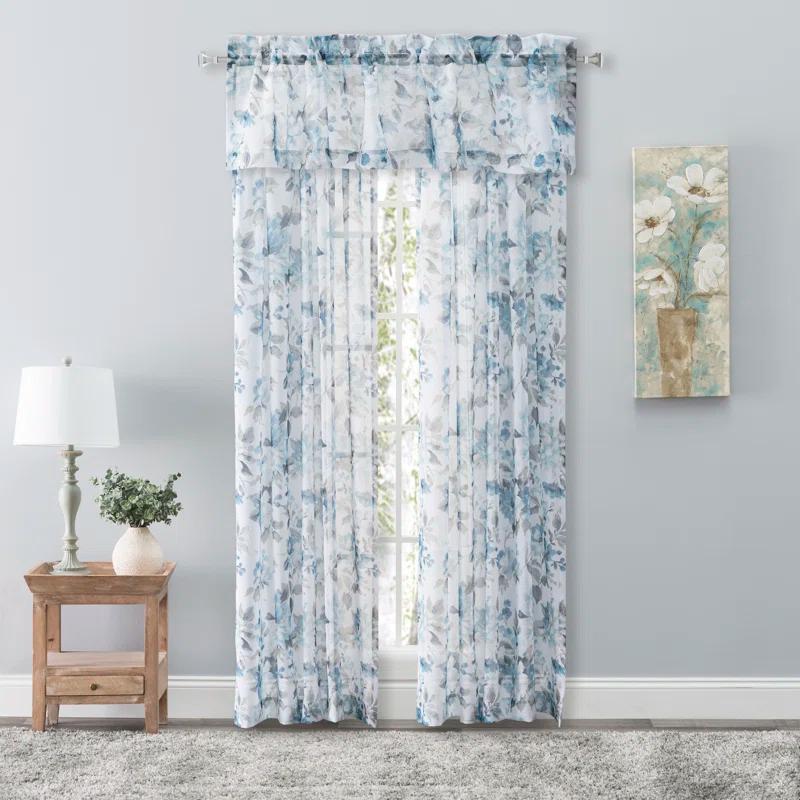 Ophelia & Co. Bremen Elegant Water-Color Floral Semi-Sheer Single Curtain Panel