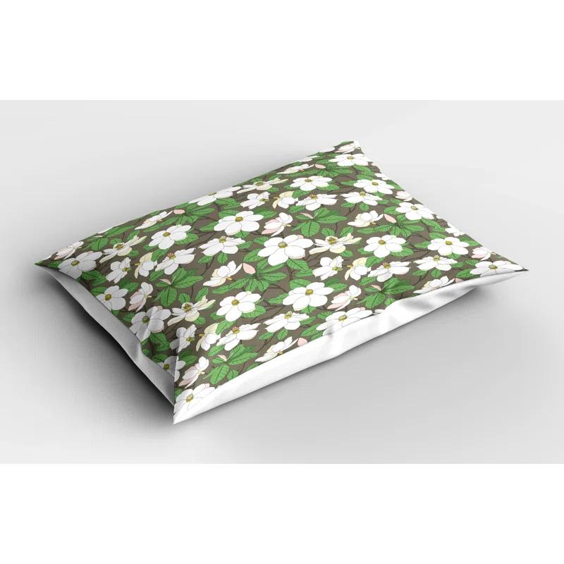 Ambesonne Floral Pillow Sham 2 Pack Magnolia Flower Branches Green Brown and Multicolor