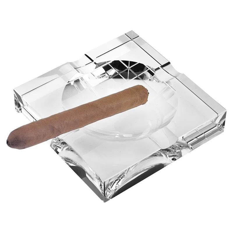 Mercer41 Catrinna Clear Crystal Square Tabletop Cigar Ashtray