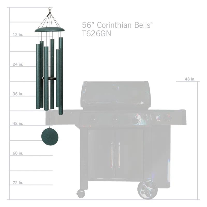 Green Aluminum 56" Wind Chime for Patio and Garden