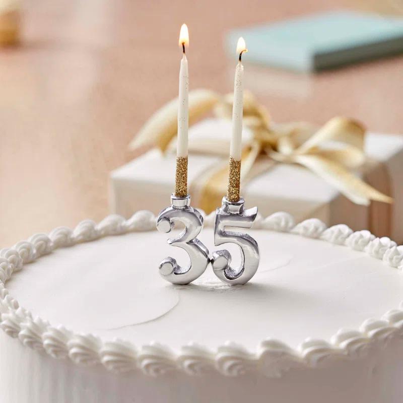 Mariposa Let's Celebrate 3'' H Metal Tabletop Candlestick