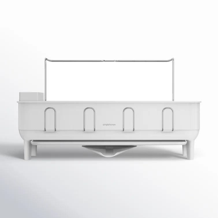 Simplehuman Kitchen Dish Drying Rack, White Steel