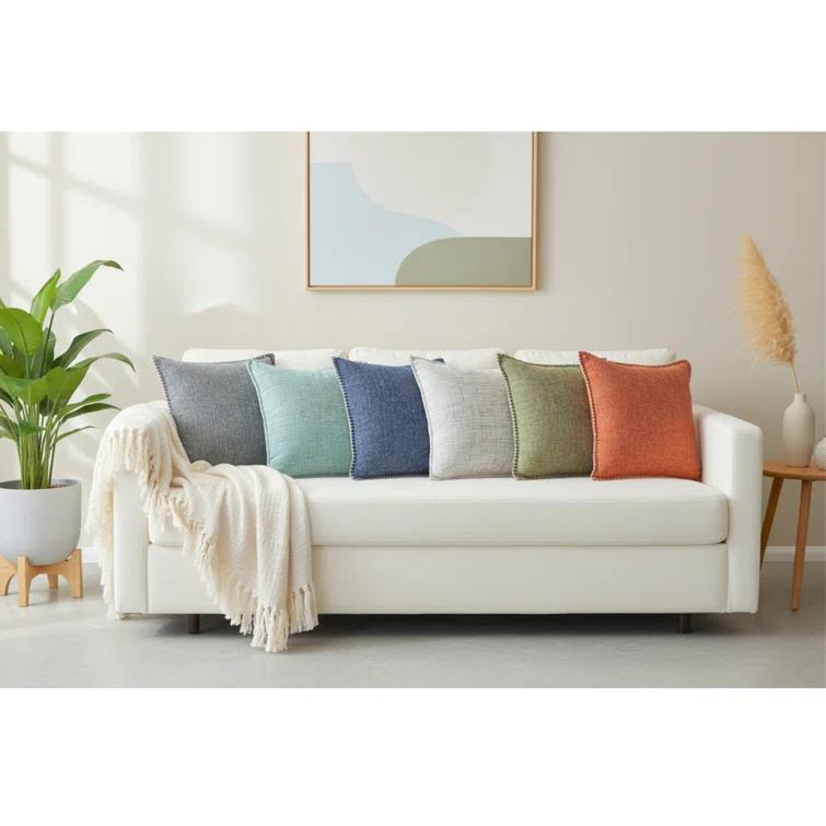 Oveesha Soft Chenille Throw Pillow Covers With Stitched Edge (Set of 2)