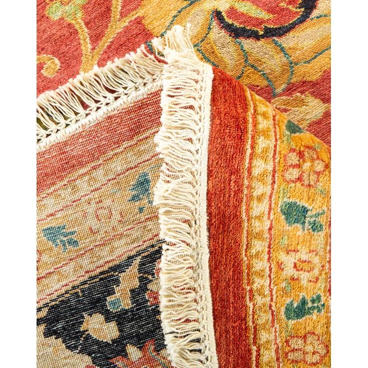 Isabelline Veeru One-of-a-Kind 9' 1" X 9' 1" 2010s Round Wool Area Rug in Orange