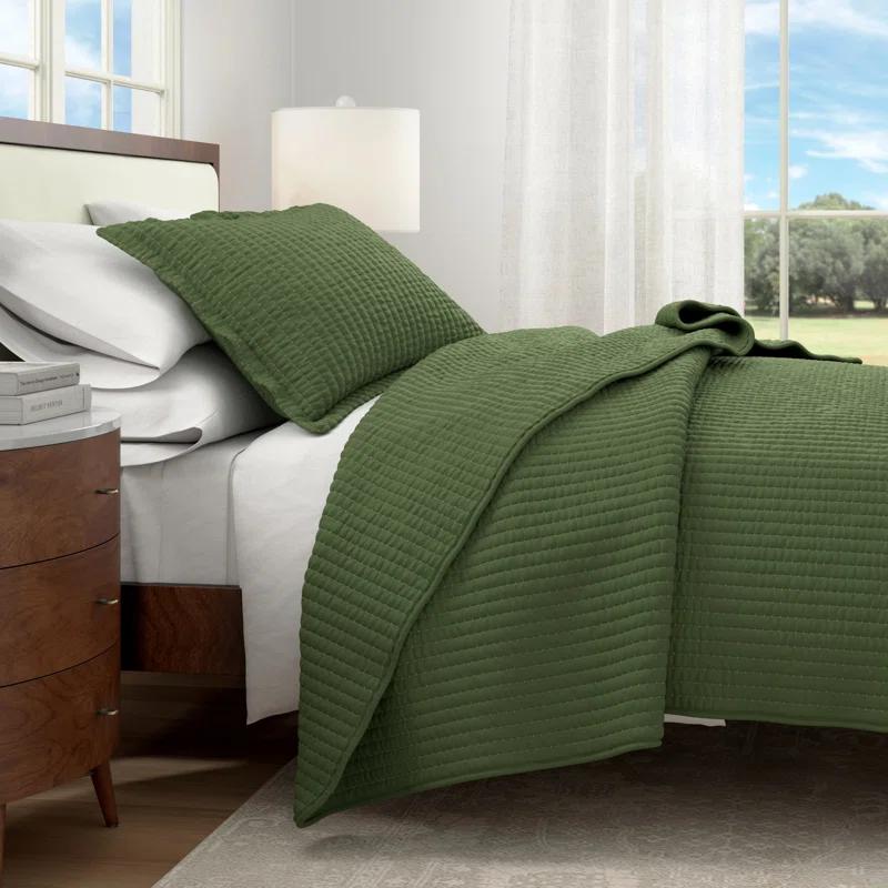 FreshFolds Modern & Contemporary Stripe Stitched Quilt Set with Shams