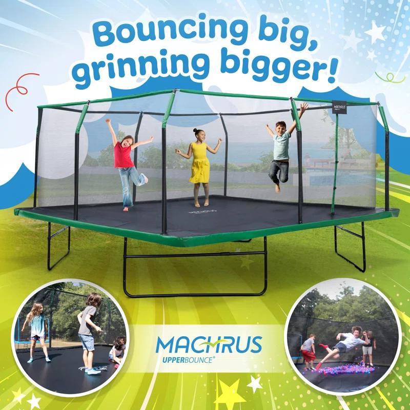 Upper Bounce Machrus Upper Bounce 12 x 12 FT Square Trampoline Set with Premium Top-Ring Enclosure and Safety Pad