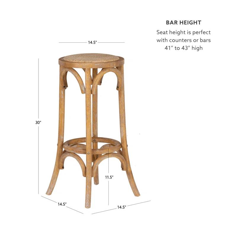 Dovecove Rae Round Rattan Seat Counter Stool with Solid Wood Frame