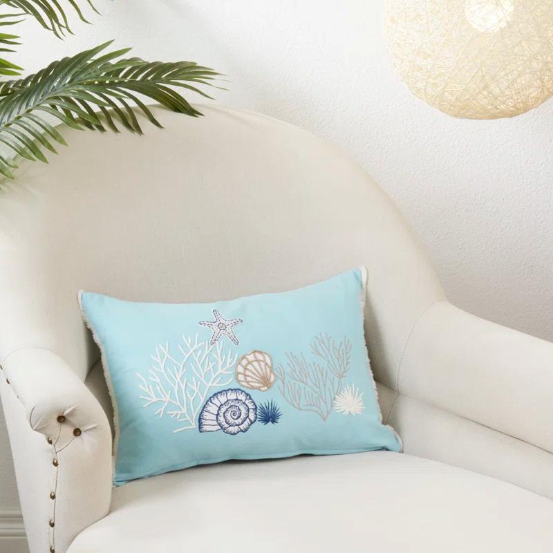 Saro Laguna Collection Fringed Cotton Throw Pillow