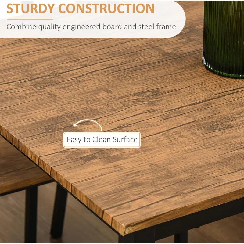 17 Stories 5 Piece Industrial Dining Table Set, Rectangular Kitchen Table And 4 Chairs, Dining Room Set For Small Space