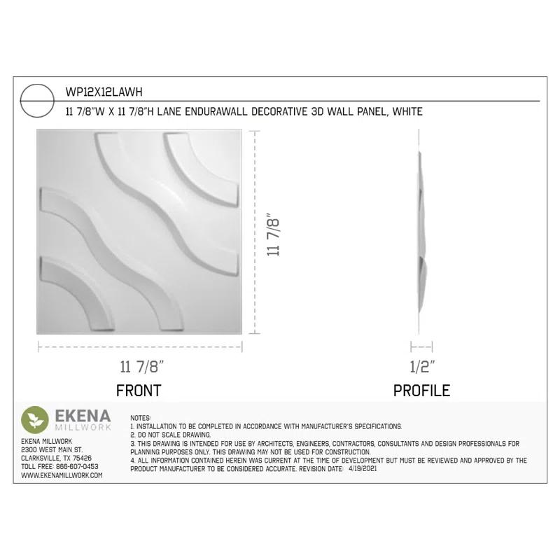 Ekena Millwork Lane EnduraWall Decorative 3D Wall Panel (Set of 10)