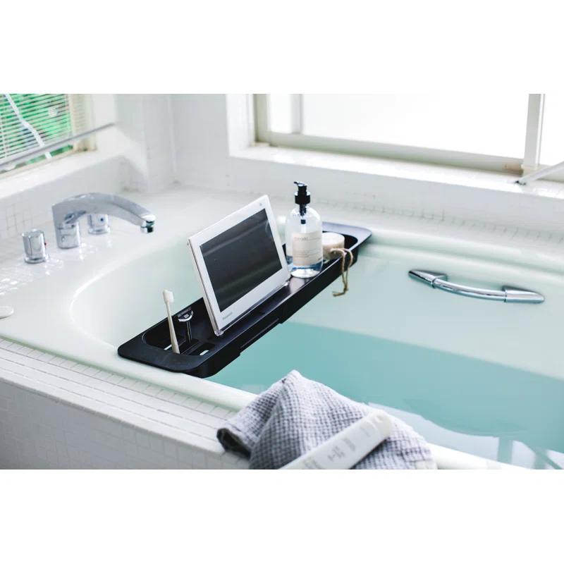 Yamazaki Home Tower Yamazaki Home Expandable Bathtub Caddy - Bathroom Tray Table Holder, 1.77" Height