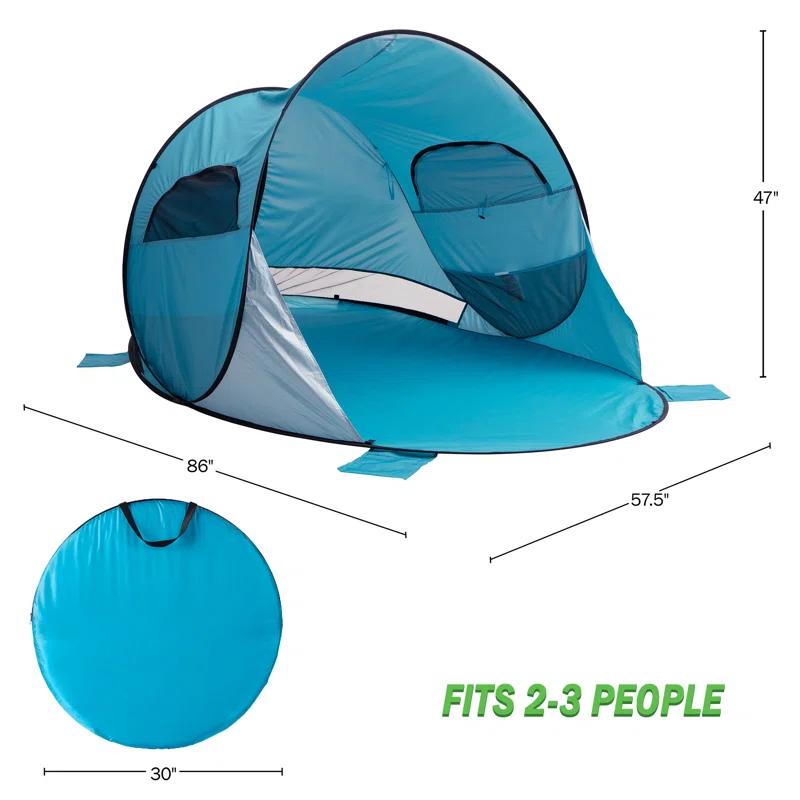 wakeman Wakeman UPF50+ Pop Up Beach Tent Sun Shelter, Blue
