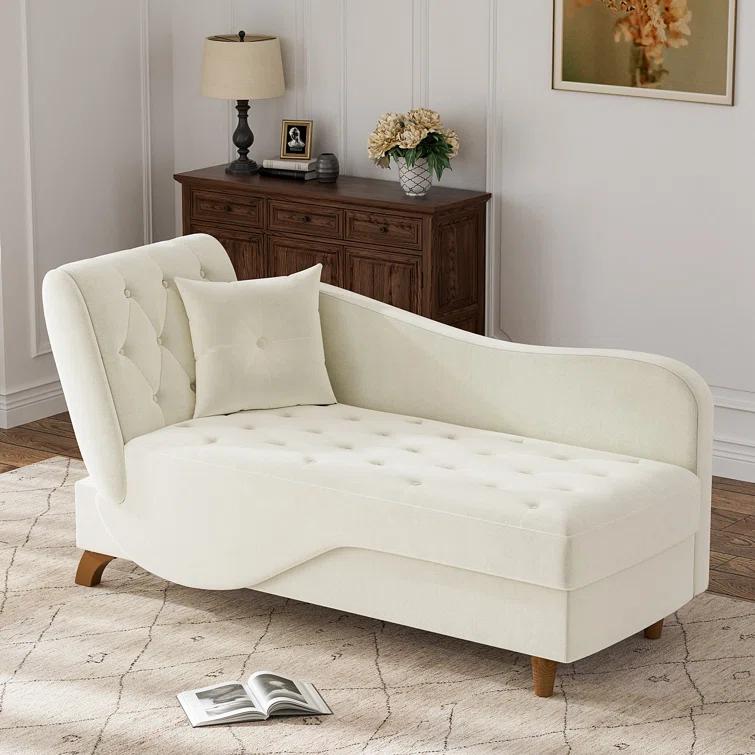 Mercer41 Acotas Velvet Upholstered Chaise Lounge with Storage