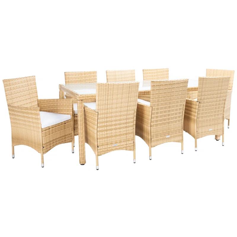 Safavieh Hailee 8 - Person Wicker Patio Dining Set with Rectangular Table , Cushions Included