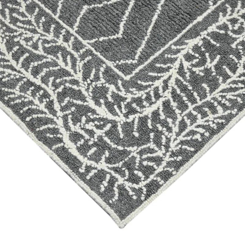 Union Rustic Ahniyla Dark Gray Hand-Hooked Wool Area Rug