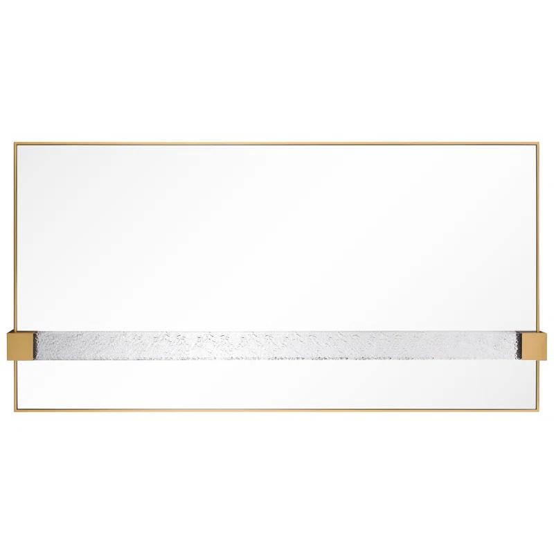 Empire Art Direct "Gleaming Horizon Wall Mirror" 40"x80" with Textured Acrylic Embellished, on Gold Iron Frame
