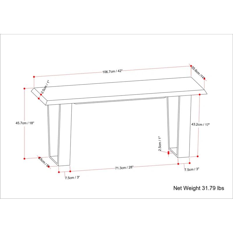 Simpli Home Lewis Solid Wood Bench