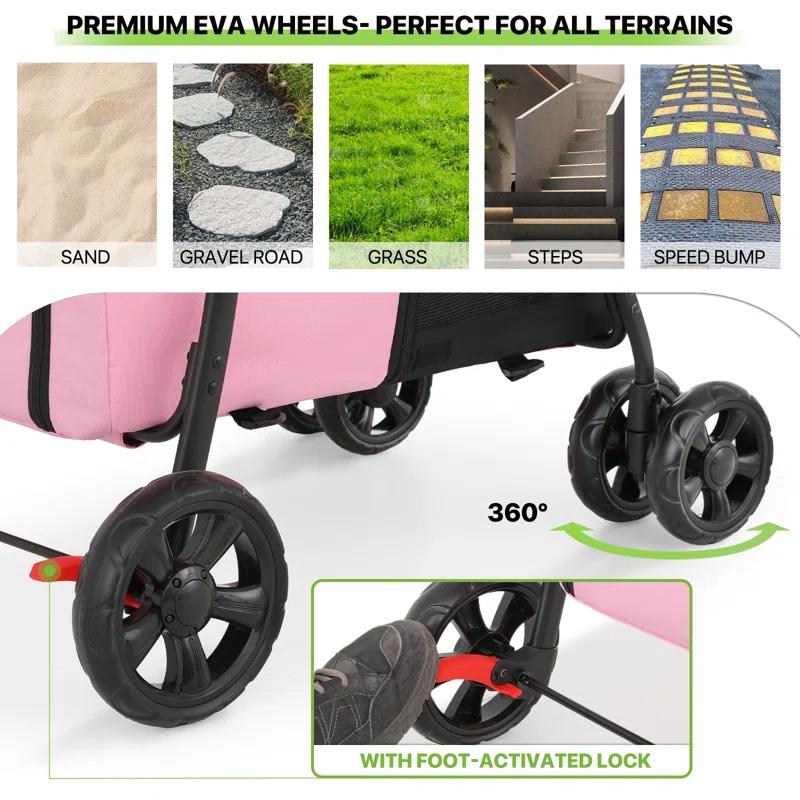 Bring Home Furniture Folding Pet Stroller for Cats & Dogs 4-in-1 Double Dog Stroller for Small & Medium Pets Carrier Cart with Convertible Features | Wayfair