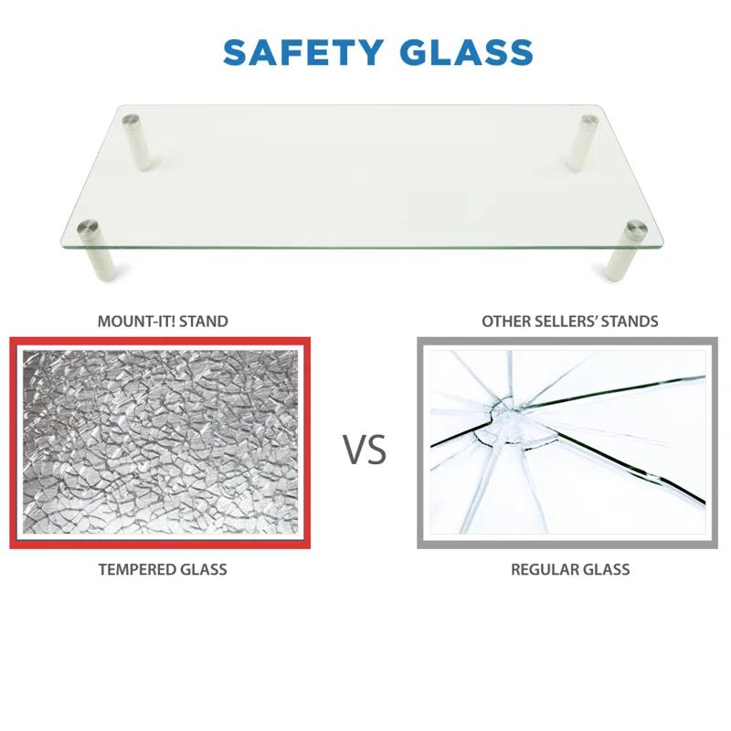 Mount-it Mount-It! Glass Desktop Monitor Stand Riser, 22 Inches Wide Clear Tempered Glass Hold Up to 44 Lbs.