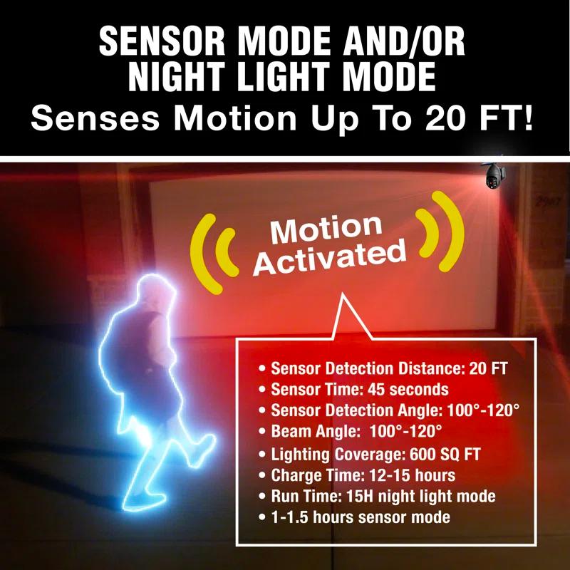Bell + Howell LED Solar Powered Outdoor Security Spotlight with Motion Sensor