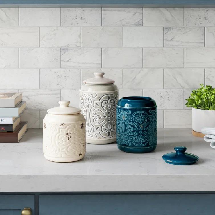 Drew DeRose Designs Ceramic / Porcelain Canister - Set of 3