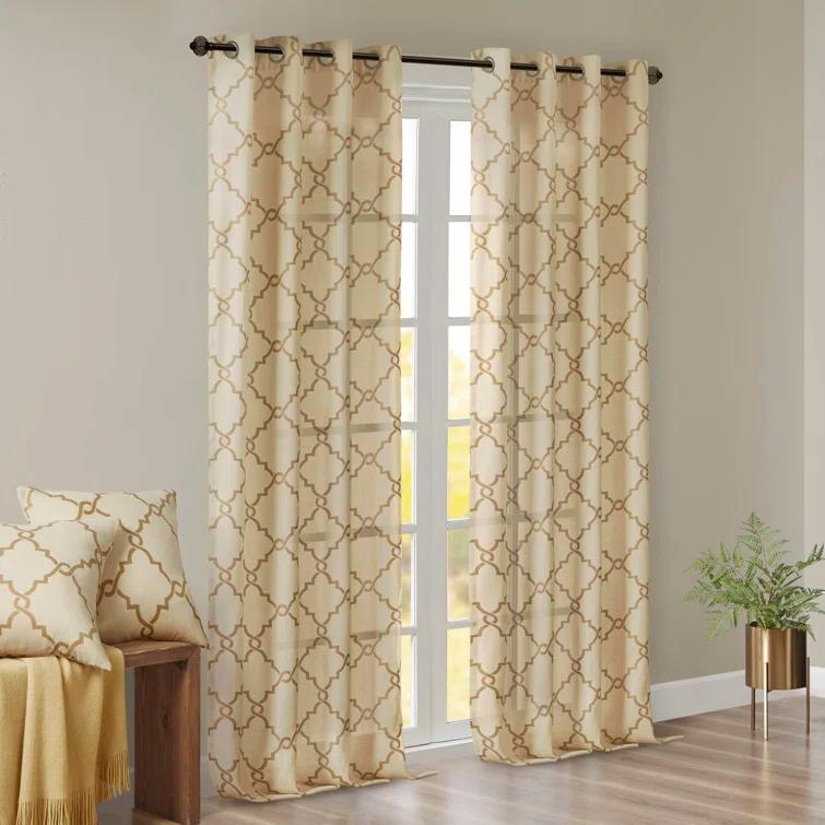 Madison Park Fretwork Print Grommet Top Single Window Curtain Panel