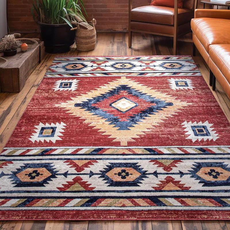 Well Woven Jamyn Lea Crimson Traditional Southwestern Tribal Red/Blue Rug