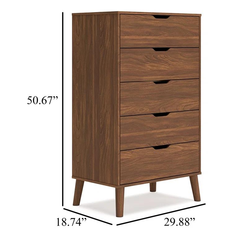 Benjara Forni Tall Dresser Chest, 5 Drawers, Transitional Dark Brown, 51 Inch